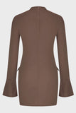 Mock Neck Long Sleeve Mini Dress - Trendsi