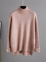 Basic Bae High- Low Turtleneck Long Sleeve Top and Pants Sweater Set - Trendsi