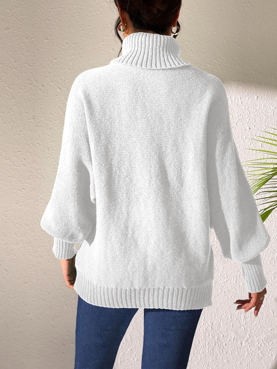 Heart Turtleneck Long Sleeve Sweater - Trendsi