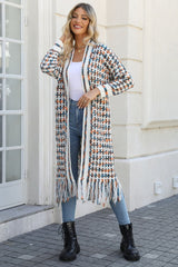 Multicolored Open Front Fringe Hem Cardigan - Flyclothing LLC