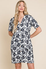 BOMBOM Floral Button Down Mini Dress - Trendsi