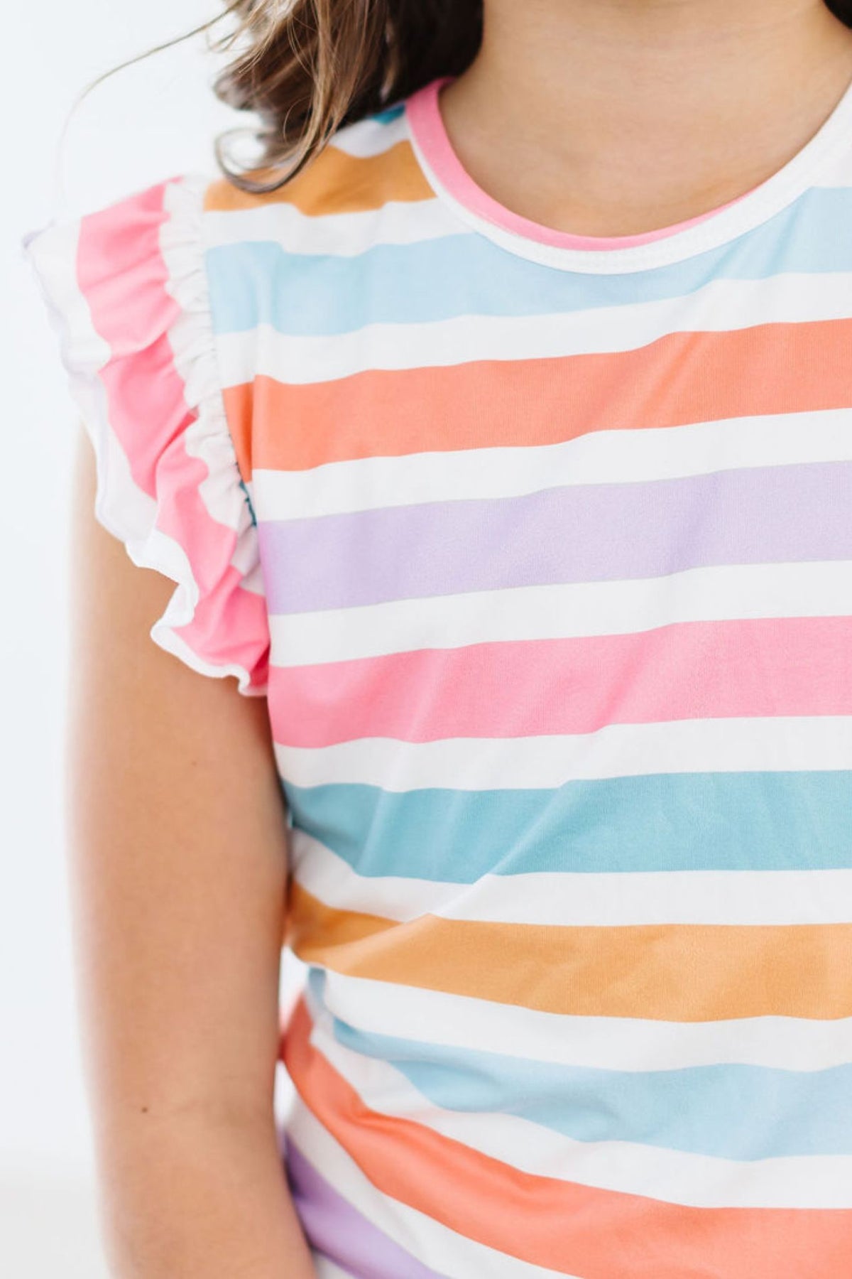 Spring Stripes S/S Ruffle Tee