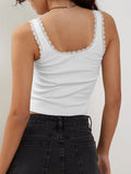 Lace Detail Square Neck Tank - Trendsi