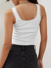 Lace Detail Square Neck Tank Trendsi