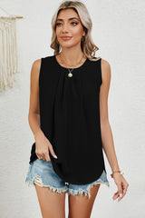 Ruched Round Neck Tank Trendsi