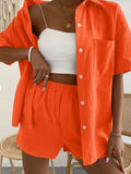 Button Up Short Sleeve Shirt and Shorts Set - Flyclothing LLC