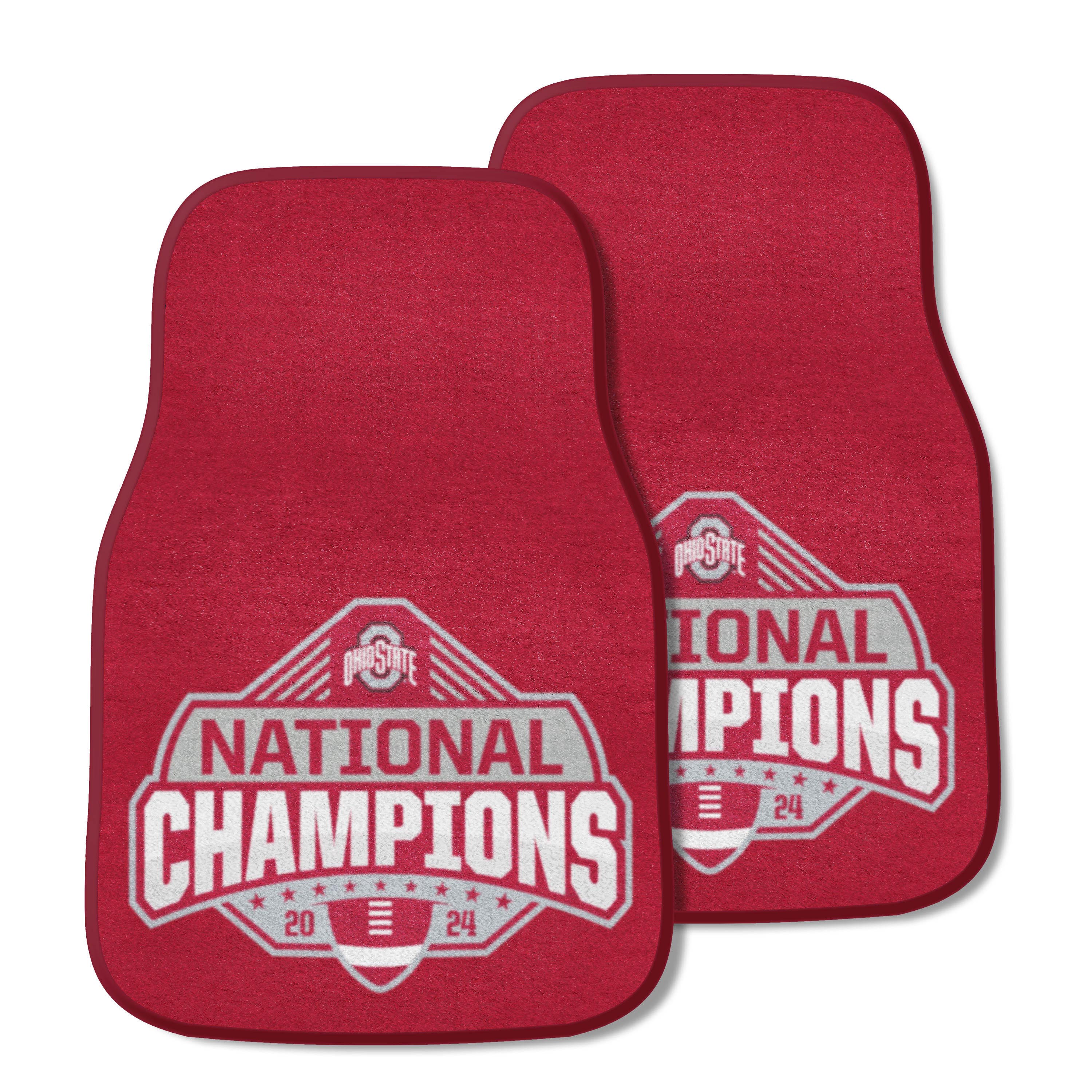 Official Ohio State 2024 National Champions Logo 17"x27" 2-pc Carpet Car Mat Set