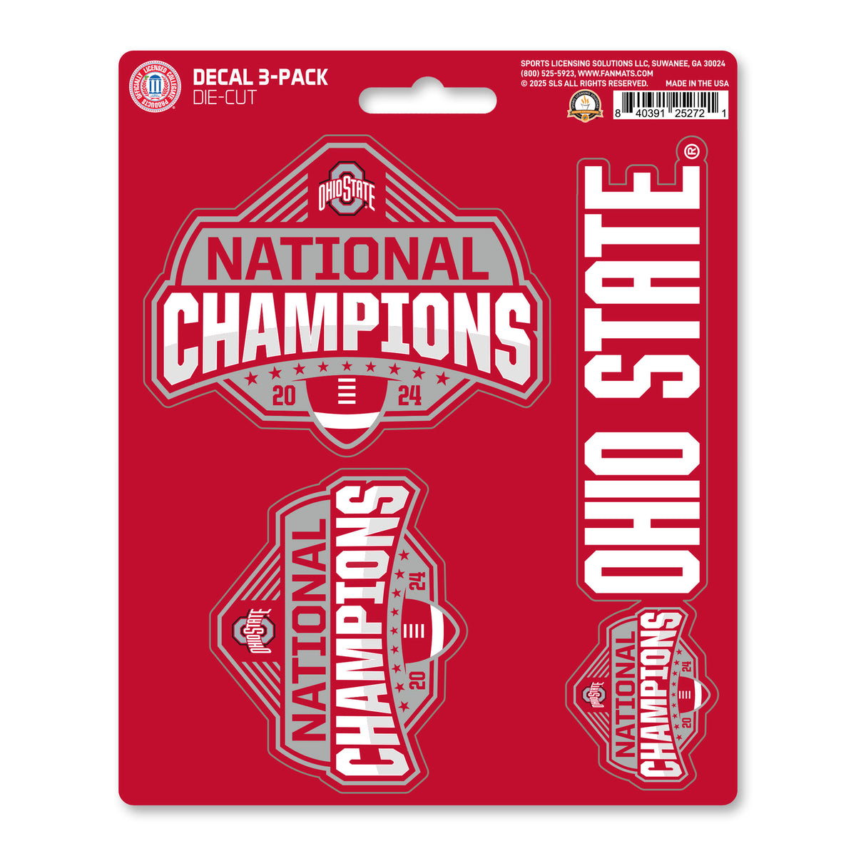 Official Ohio State 2024 National Champions Logo 5” x 6.25” Decal 3-pk