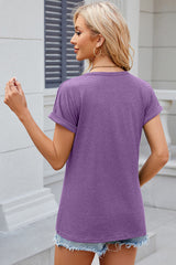 Round Neck Short Sleeve T-Shirt Trendsi