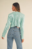 MABLE Shoulder Padded Sequin Crop Top - Trendsi