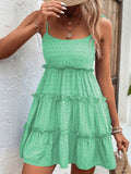 Frill Spaghetti Strap Tiered Dress - Flyclothing LLC