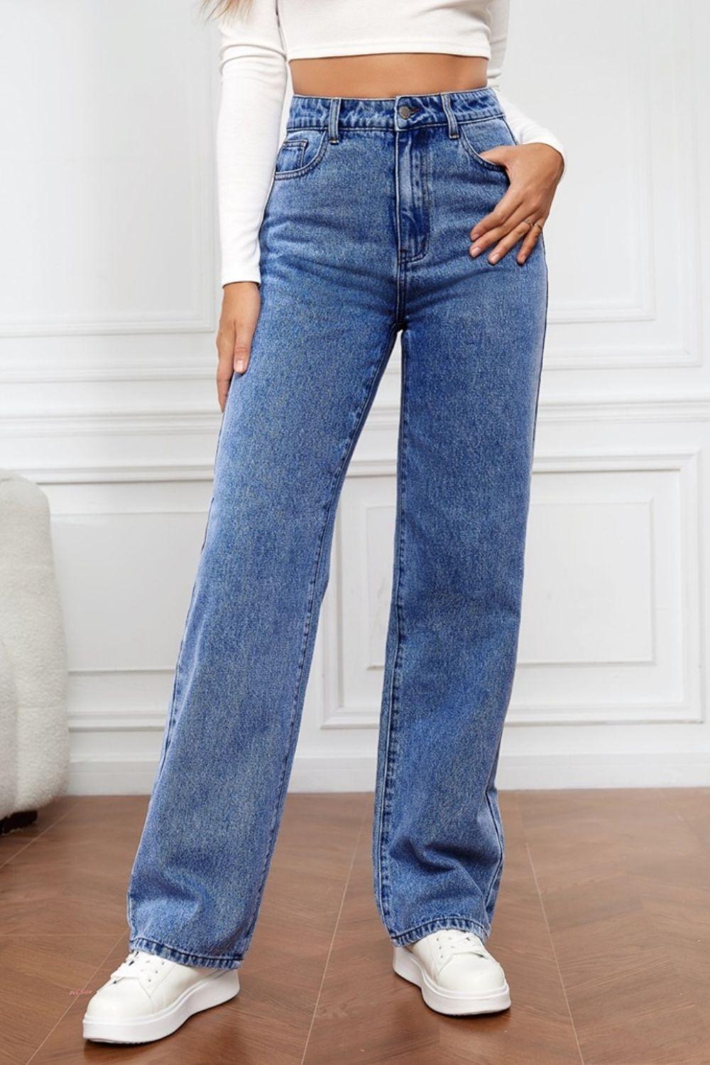 High Waist Straight Jeans - Flyclothing LLC