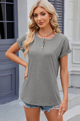 Round Neck Short Sleeve T-Shirt Trendsi