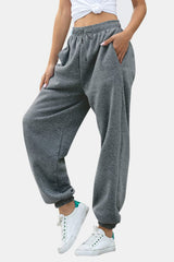 Elastic Waist Joggers with Pockets - Trendsi