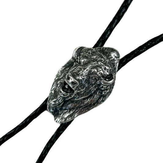 Rockmont Clothing Buffalo Head Western Bolo Tie in Pewter