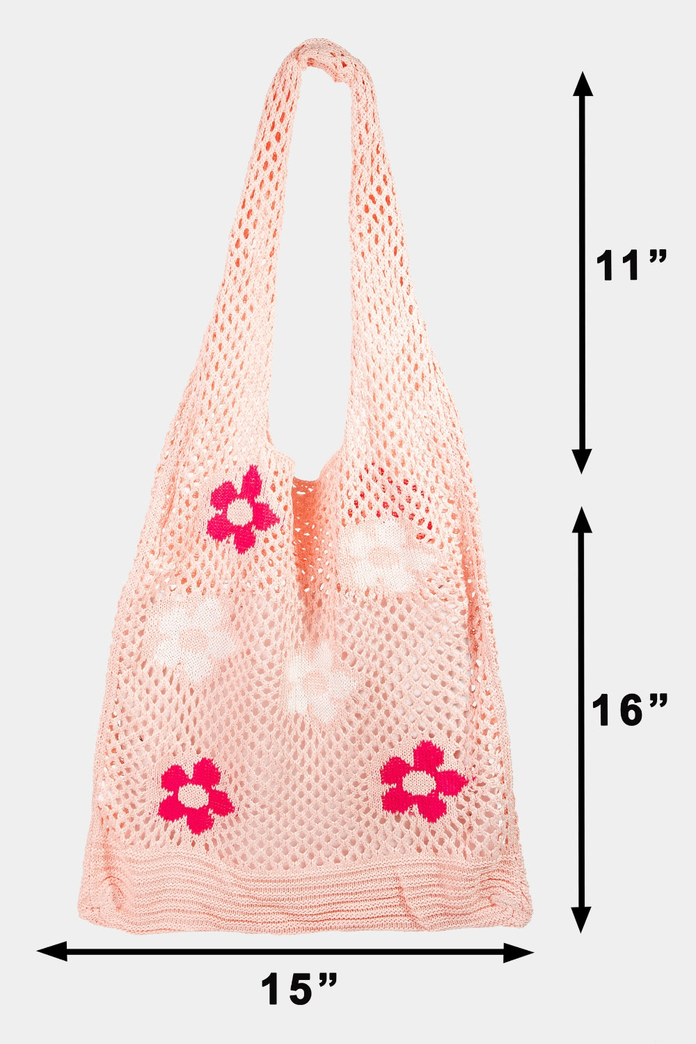 Fame Flower Pattern Knitted Tote Bag Trendsi