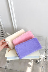 Solid Color Fluff Rectangle Wallet