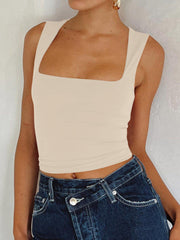 Square Neck Wide Strap Tank Trendsi