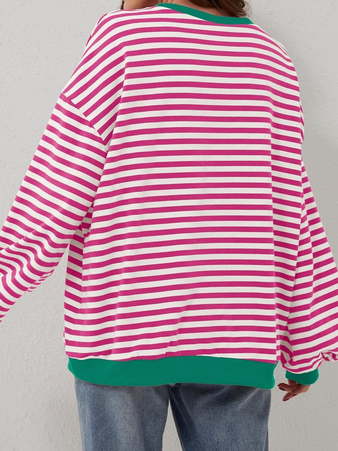 Contrast Striped Long Sleeve Sweatshirt - Trendsi