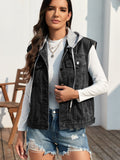 Pocketed Button Up Hooded Denim Jacket - Flyclothing LLC