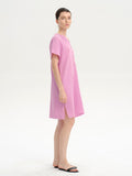 Slit Notched Short Sleeve Mini Dress - Flyclothing LLC