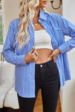 Striped Button Up Long Sleeve Shirt Trendsi