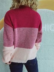 Color Block Long Sleeve Sweater - Trendsi