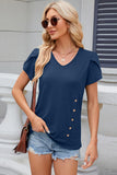 V-Neck Petal Sleeve T-Shirt - Flyclothing LLC