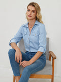 Pocketed Button Up Long Sleeve Denim Shirt - Flyclothing LLC