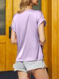 Boat Neck Short Sleeve Blouse - Flyclothing LLC