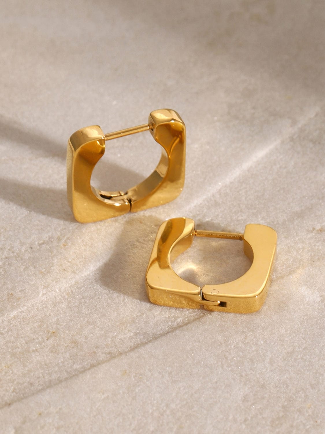 18K Gold-Plated Stainless Steel Square Earrings - Trendsi