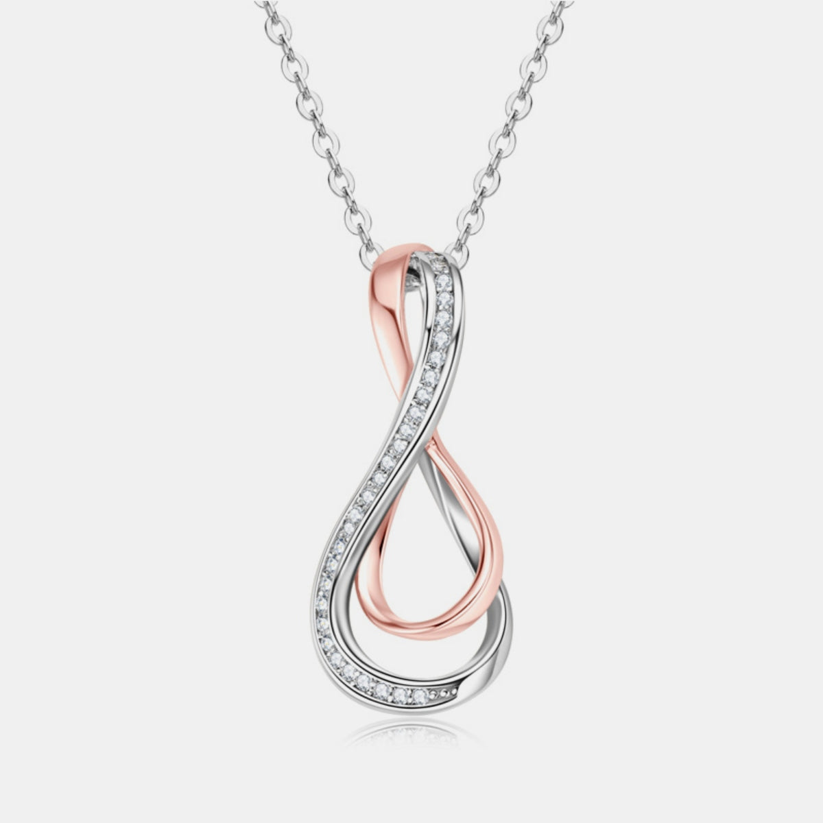 925 Sterling Silver Inlaid Moissanite Infinity Pendant Necklace Trendsi