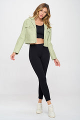 Coalition LA Snap Down Cropped Hooded Jacket - Trendsi