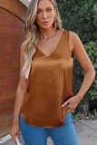 Solid V-Neck Wide Strap Tank - Flyclothing LLC