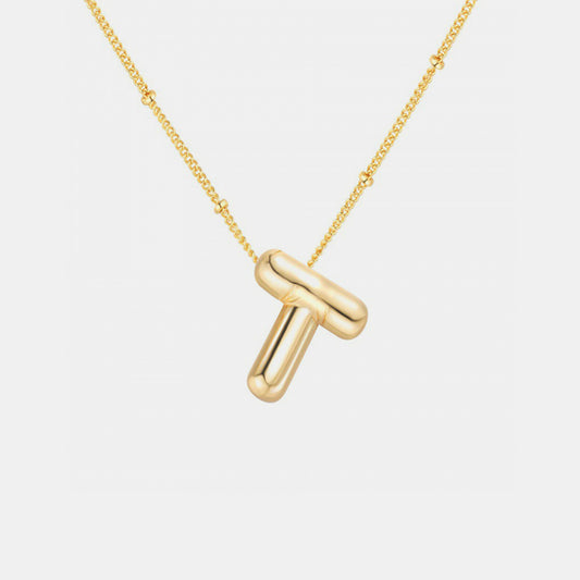 Gold-Plated Letter Pendant Necklace Trendsi