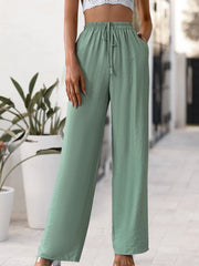 Tied High Waist Wide Leg Pants - Flyclothing LLC