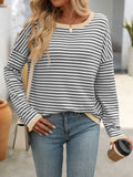 Mandy Striped Round Neck Long Sleeve Sweater