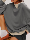 Contrast Dropped Shoulder Long Sleeve Sweatshirt