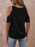 V-Neck Cold Shoulder Blouse - Flyclothing LLC