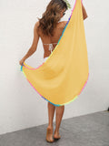 Rainbow Pompom Trim Swim Skirt - Flyclothing LLC