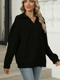 Johnny Collar Long Sleeve Sweatshirt - Trendsi