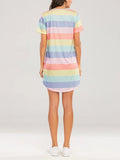 Striped Round Neck Short Sleeve Tee Dress Trendsi