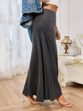 Solid Elastic Waist Maxi Skirt