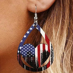 US Flag Pattern Wooden Earrings - Flyclothing LLC