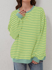 Contrast Striped Long Sleeve Sweatshirt - Trendsi