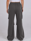 Elastic Waist Wide Leg Pants with Pockets