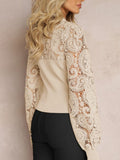 Lace Round Neck Long Sleeve T-Shirt - Trendsi