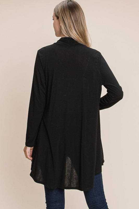 BOMBOM Open Front Long Sleeve Cardigan - Trendsi