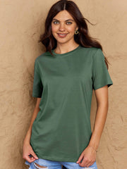 Full Size Round Neck Short Sleeve T-Shirt - Trendsi