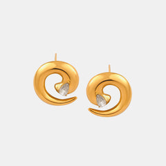 Titanium Steel Zircon Spiral Shape Earrings Trendsi